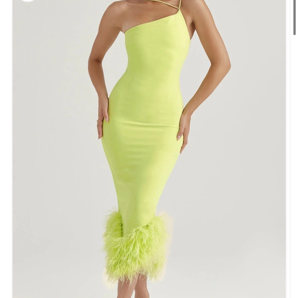 HOUSE OF CB ALESSIA DRESS IN LIME GREEN - SIZE S